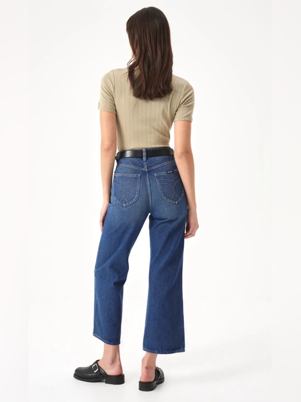 Rollas Classic Wide-Leg Heidi Ankle Jeans in Dark Blue - Picture 2 of 8
